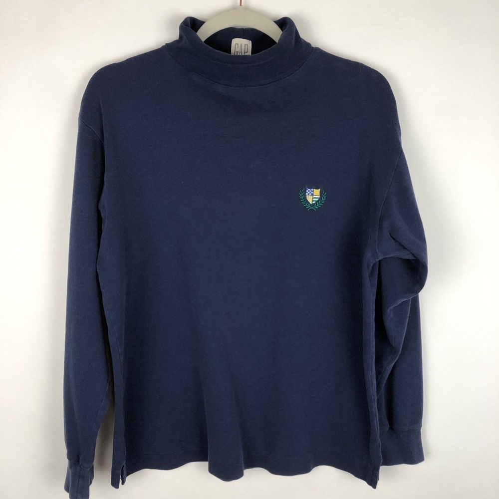 GAP 100% Cotton Dark Blue Long Sleeve Tee Turtleneck